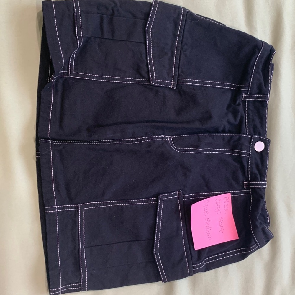 Black Cargo/Denim Pencil Skirt